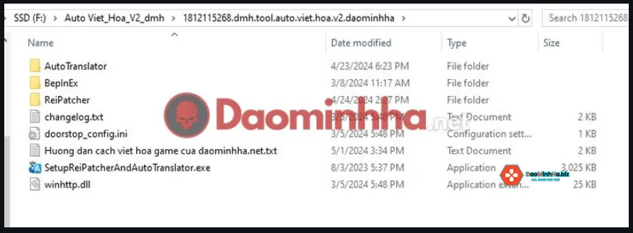 Hướng dẫn cách 2 cài đặt tool Việt Hóa Daominhha.biz V2